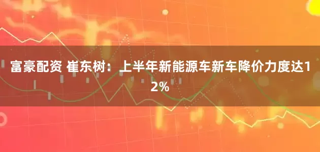 富豪配资 崔东树：上半年新能源车新车降价力度达12%
